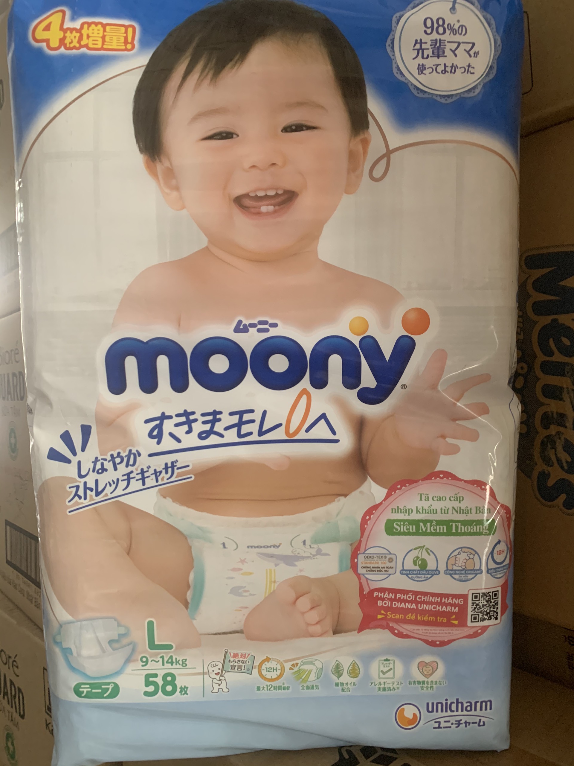 Tã dán moony nhật l 54/58 miếng shop be dau tay