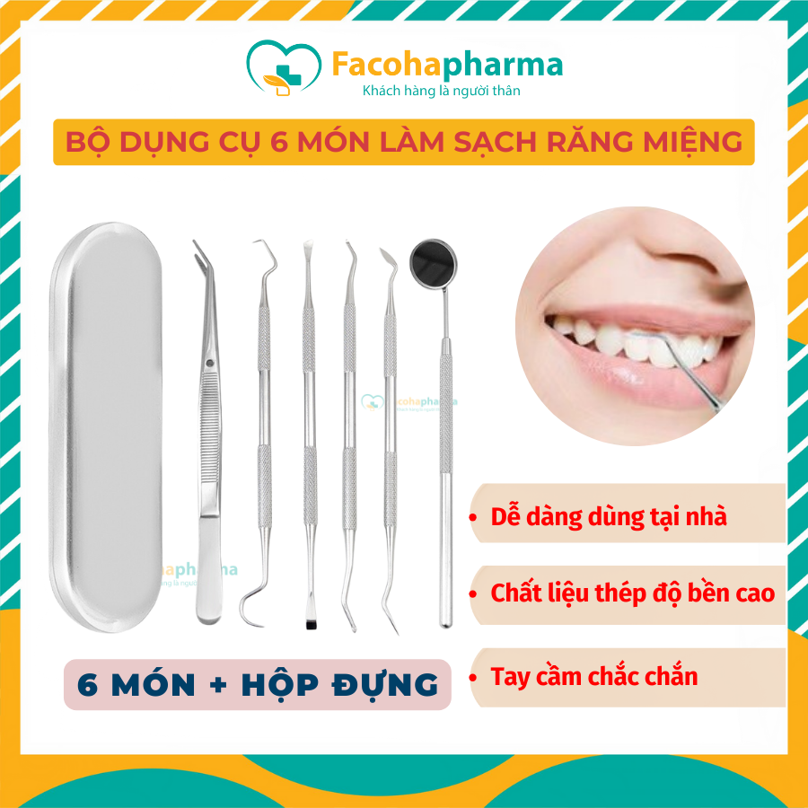 Bộ Dụng Cụ Làm Sạch Răng Miệng vệ sinh răng miệng bằng Thép Không Gỉ chuyên dụng CN014