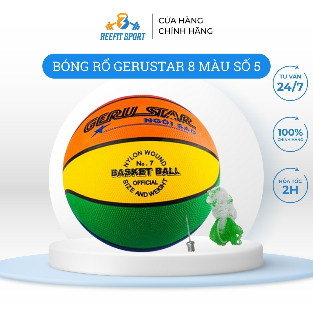 Quả bóng rổ cao su trẻ em Gerustar 8 màu số 5