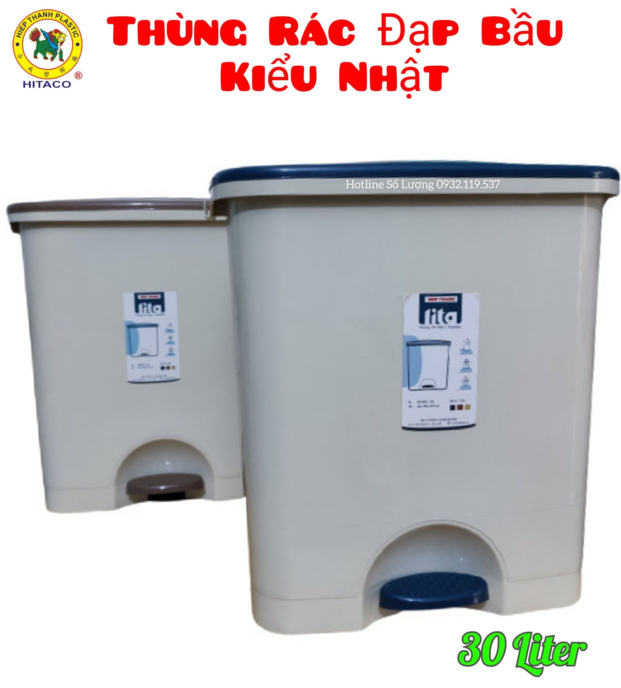 🌱 Thùng rác đạp nhựa Kiểu Nhật 30 Liter Lita 🌱 - Nhựa Hiệp Thành ,thiết kế sang trọng và tiện dụng