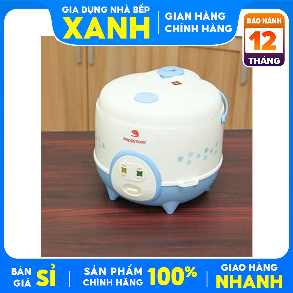 Nồi cơm điện happycook 1.2 lít hc-120-xanh mới 100%