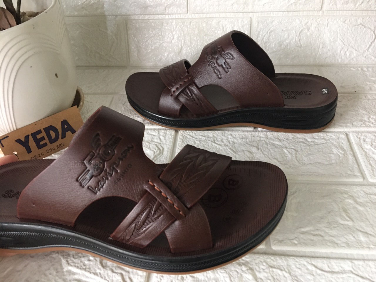 Giày Sandal nam da bò thật dép quai hậu nam da thật - DQH.237