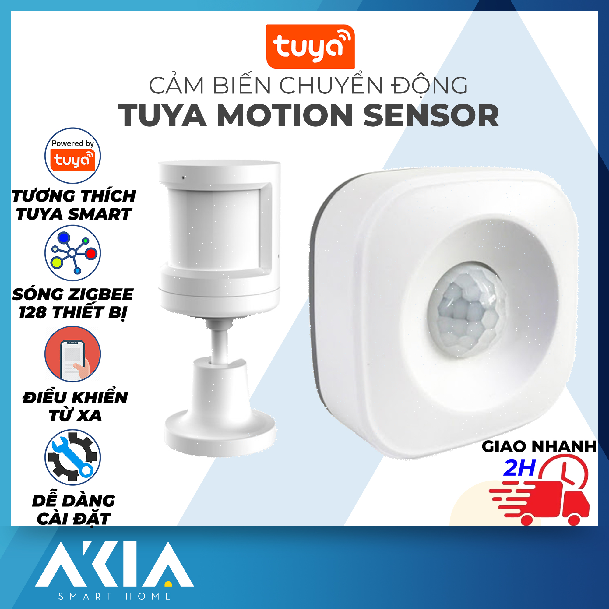 Cảm biến chuyển động AKIA - Cảm biến chuyển động Tuya Zigbee, Phát hiện chuyển động người, Tạo tự động hóa bật đèn, Tương thích Tuya Smart Life