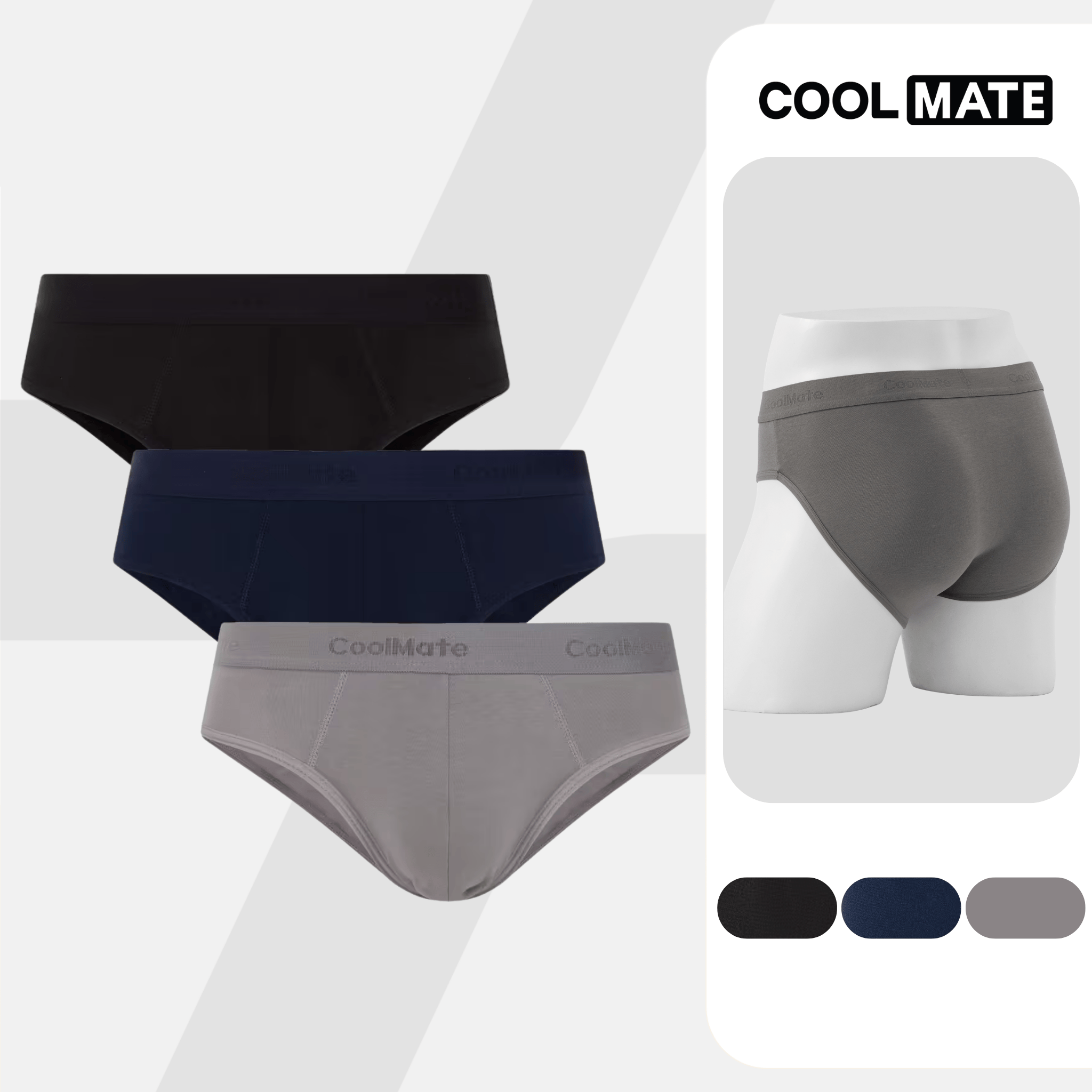 Combo 3 quần sịp nam tam giác Brief Cotton thoáng mát, co giãn thấm hút Coolmate