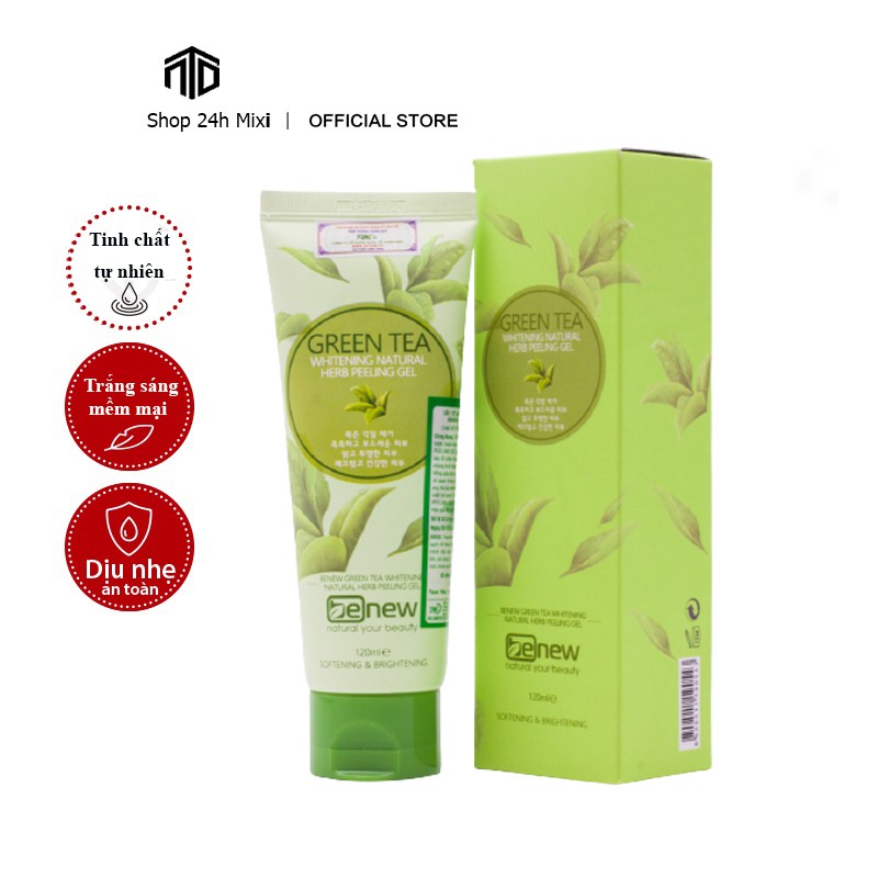 Tẩy tế bào chết tẩy da chết trà xanh benew hàn quốc green tea peeling gel an toàn dịu nhẹ không khô da- 120ml