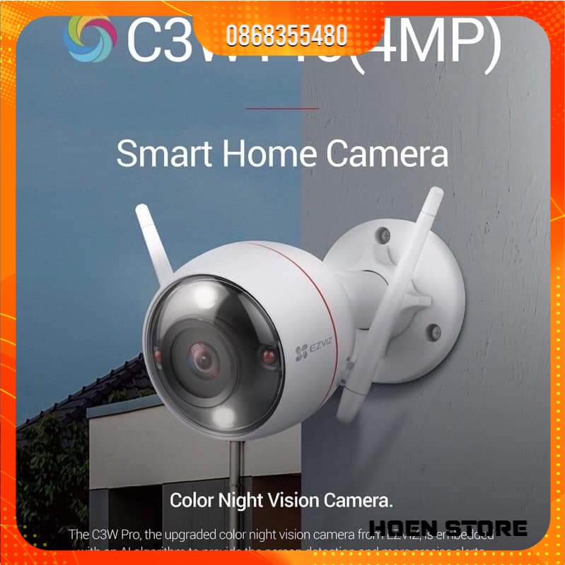 Camera wifi ezviz c3w pro 2m & 4mp smart home camera & c6n
