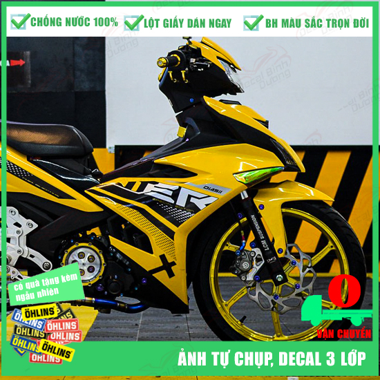 [ẢNH TỰ CHỤP] Tem Xe Exciter 150 🌳 Decal Exciter 150 Vàng Đen 🌳 Tem Exciter Trùm Có Thể Làm Rời 🌳 Phiên Bản Mới 🌳