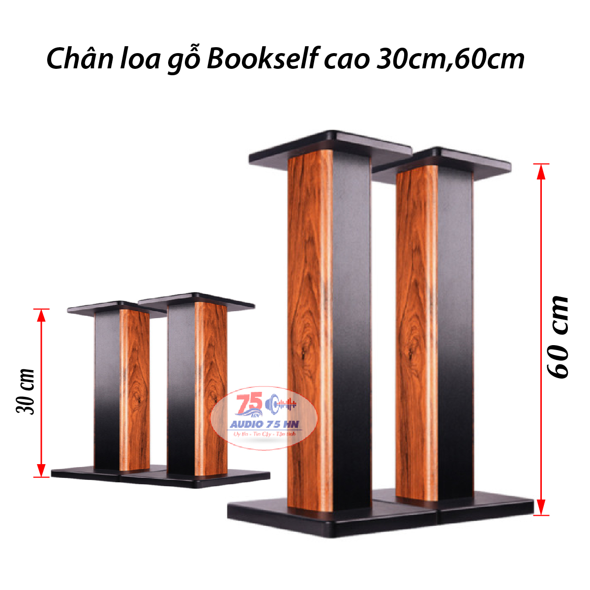 Cặp Chân loa gỗ Bookself cao 30cm và 60cm