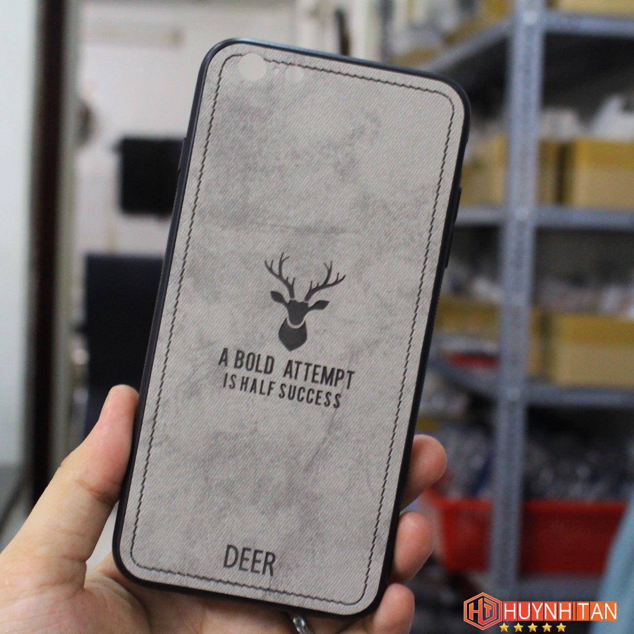 Ốp lưng iphone 6 / iphone 6 plus vân da khắc hình nai 3d ver2