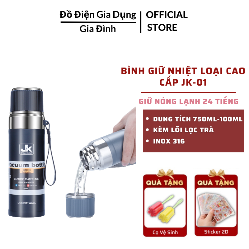 Bình giữ nhiệt inox 316 có tích hợp lõi lọc trà - bình giữ nhiệt cao cấp jk 750ml - 1000ml - giữ nhiệt 24h
