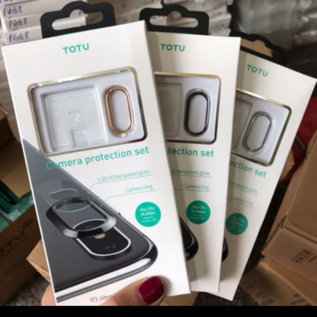 Bộ kính cường lực + viền bảo vệ camera totu cho iphone x / xs / xs max