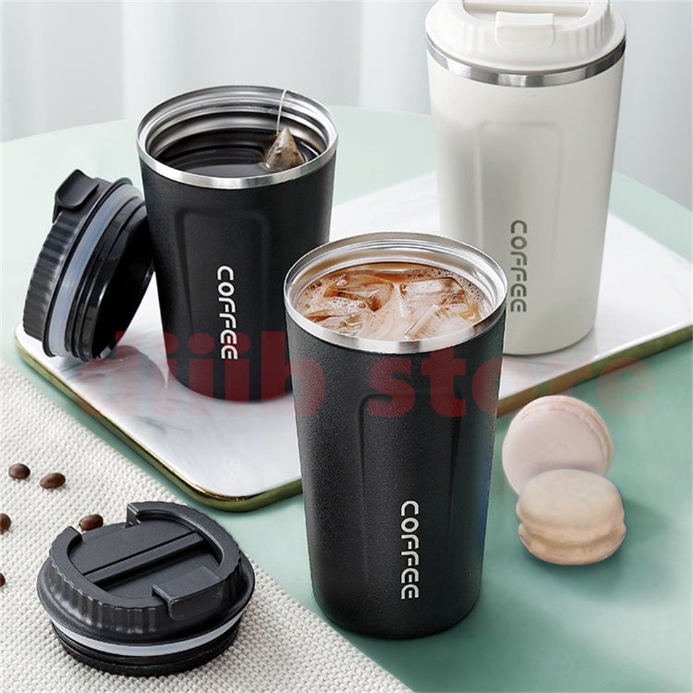 ILT Ly bình giữ nhiệt Coffe Holic inox 304 510ML, chống tràn, ly ống cafe đựng nước lạnh, nước nóng bảo vệ môi trường, màu trắng, đen, hồng cute