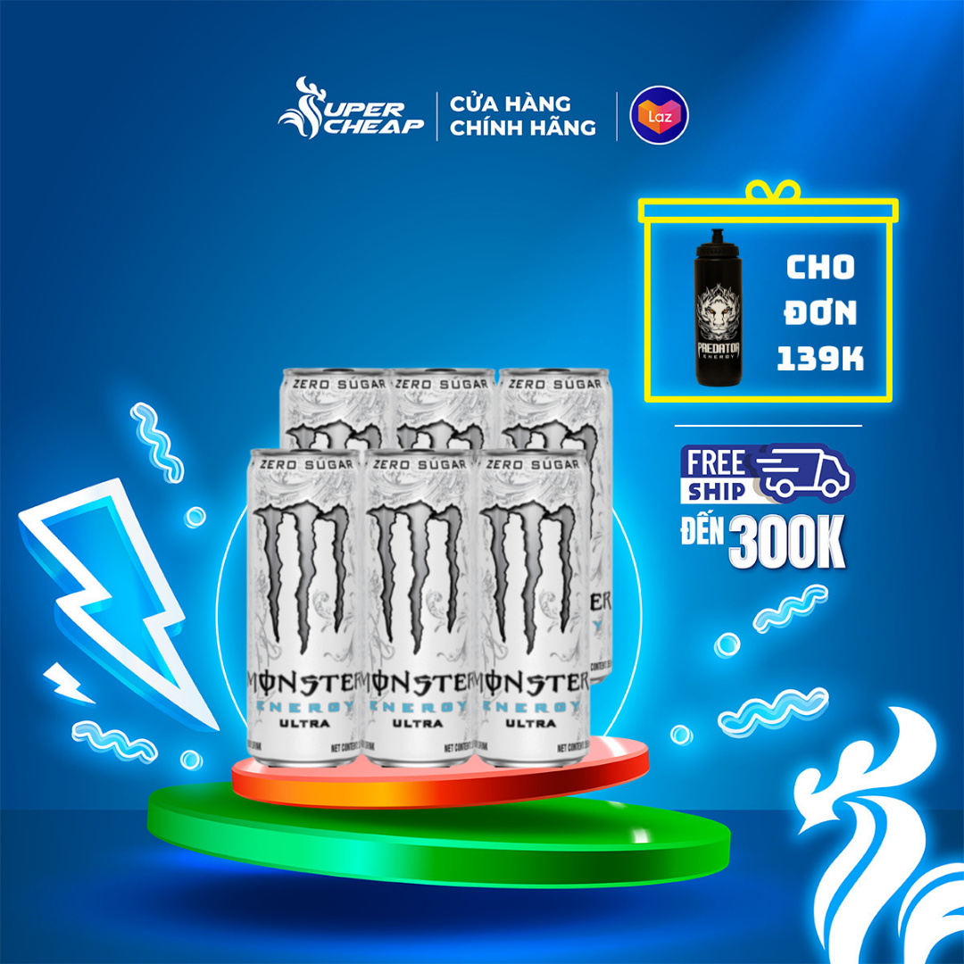 Lốc 6 lon nước giải khát tăng lực monster energy ultra 355ml/lon sale 4.4 supercheap chính hãng