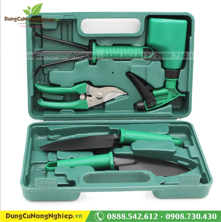 Hộp dụng cụ làm vườn lớn 5 món xanh