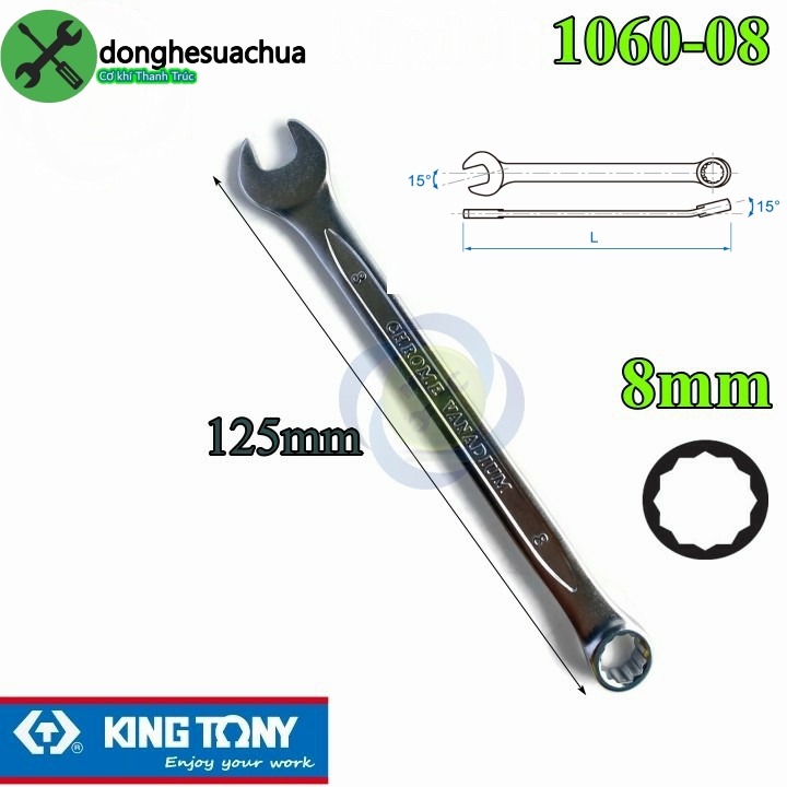 Cờ lê vòng miệng 8mm kingtony 1060-08 dài 125mm