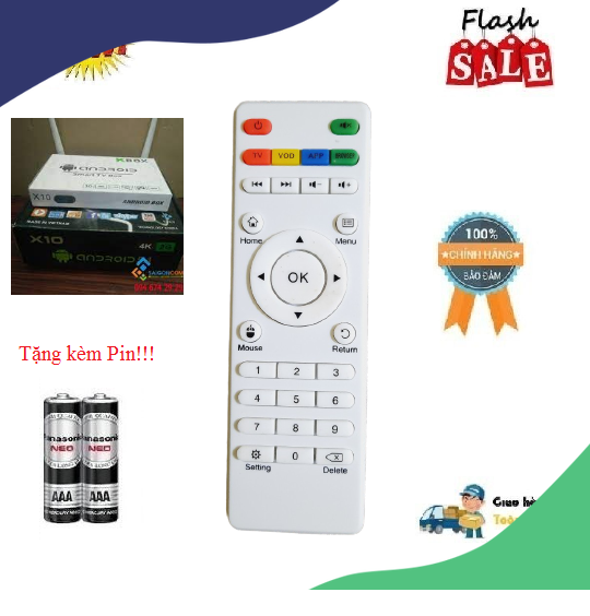 Remote điều khiển đầu box android tivi box màu trắng- hàng chính hãng