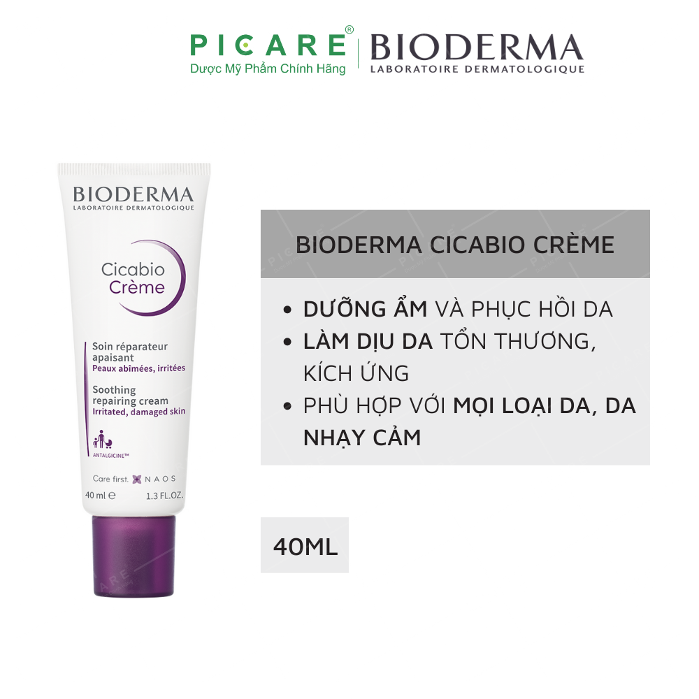 [GIẢM 20K ĐƠN 399K] Bioderma Kem Dưỡng Ẩm Phục Hồi Và Làm Dịu Da Cicabio Crème 40ml