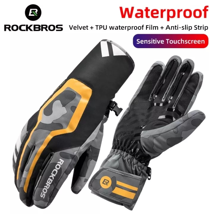 ROCKBROS Găng Tay Đi Xe Máy Chống Nước, Chống Gió, Có Màn Hình Cảm Ứng TPU Cho Cả Nam Và Nữ, Dùng Cho Xe Đạp Điện