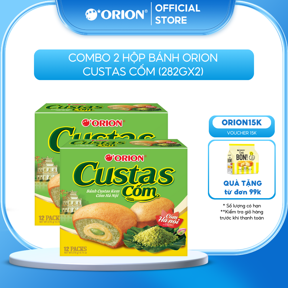Combo 2 hộp bánh orion custas vị cốm hà nội 282g