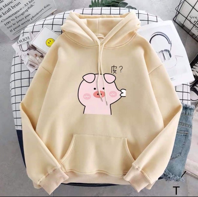 Áo hoodie lợn bẹo má