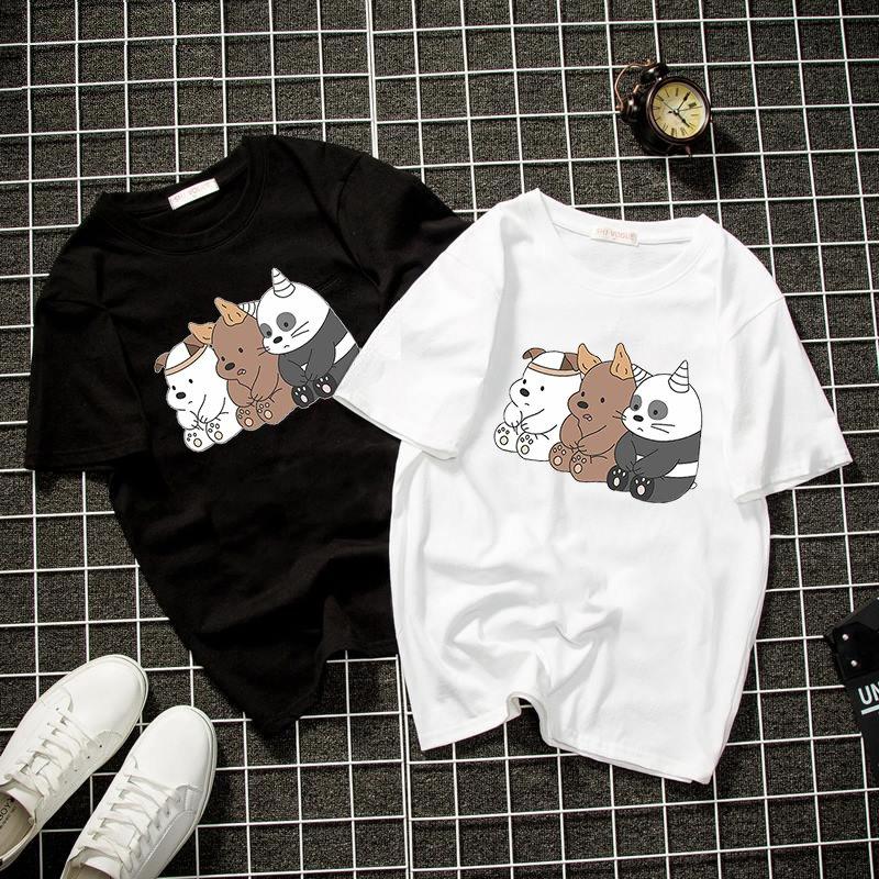 [Hoàn Tiền 15%] Áo thun unisex form rộng in hình 3 con gấu dễ thương vải dày mịn TEEVN1016