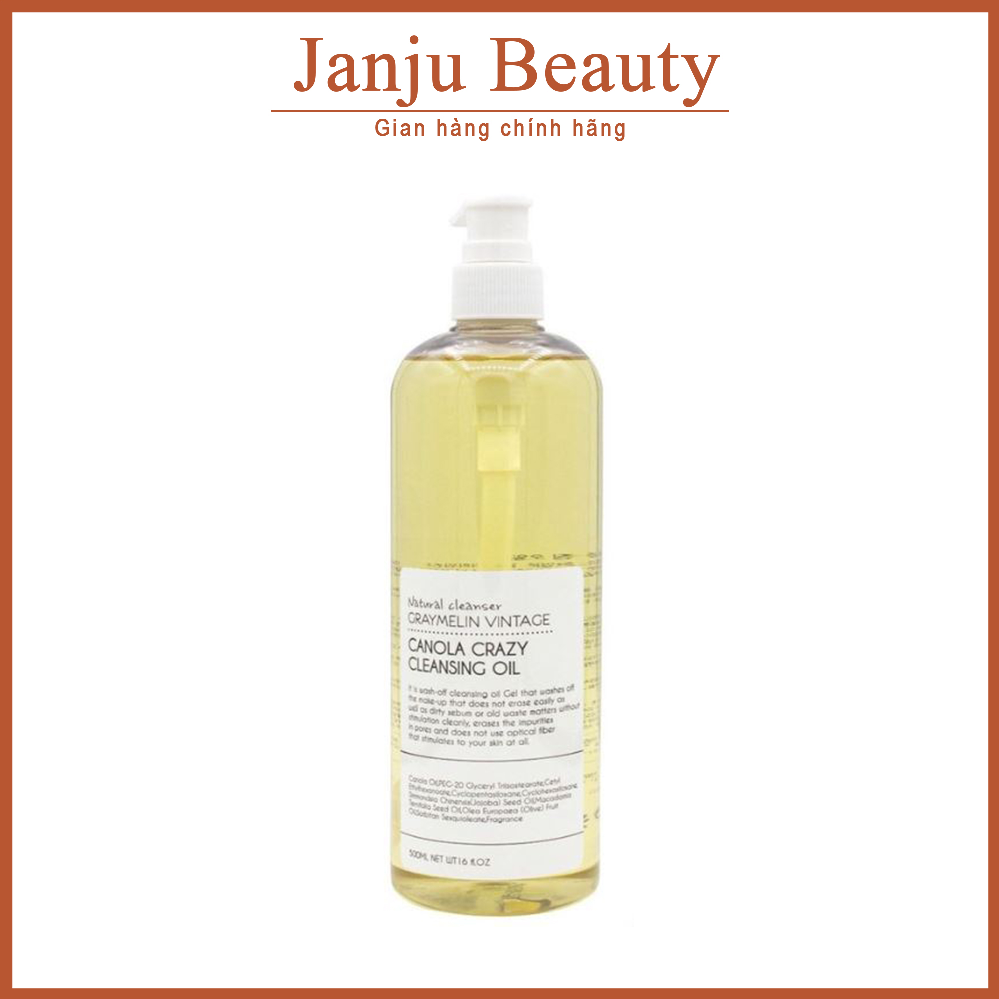 Dầu tẩy trang hoa cải Graymelin Vintage Hàn Quốc❤️FREESHIP❤️ Canola Crazy Cleansing Oil 500ml