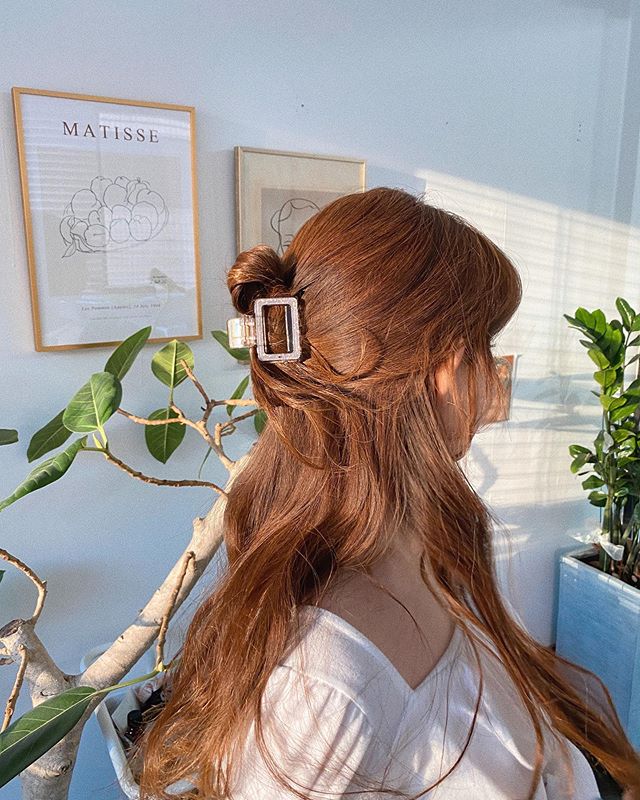 [HCM]Kẹp Càng Cua Vuông Trong Suốt Ngọc Trai Hàn Quốc