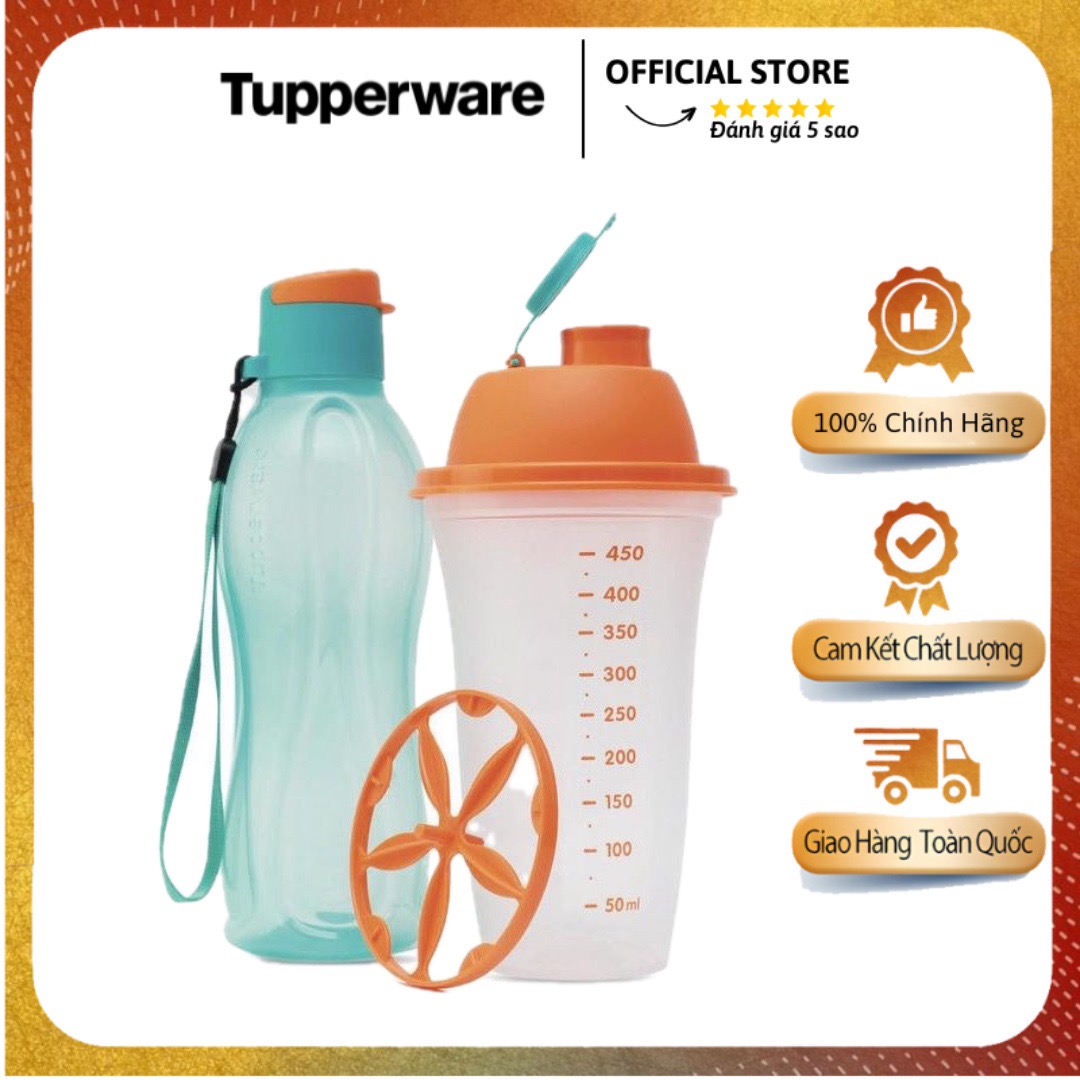 Bộ bình lắc & bình nước thể thao tupperware shake n go - tupperware mall chợ lớn