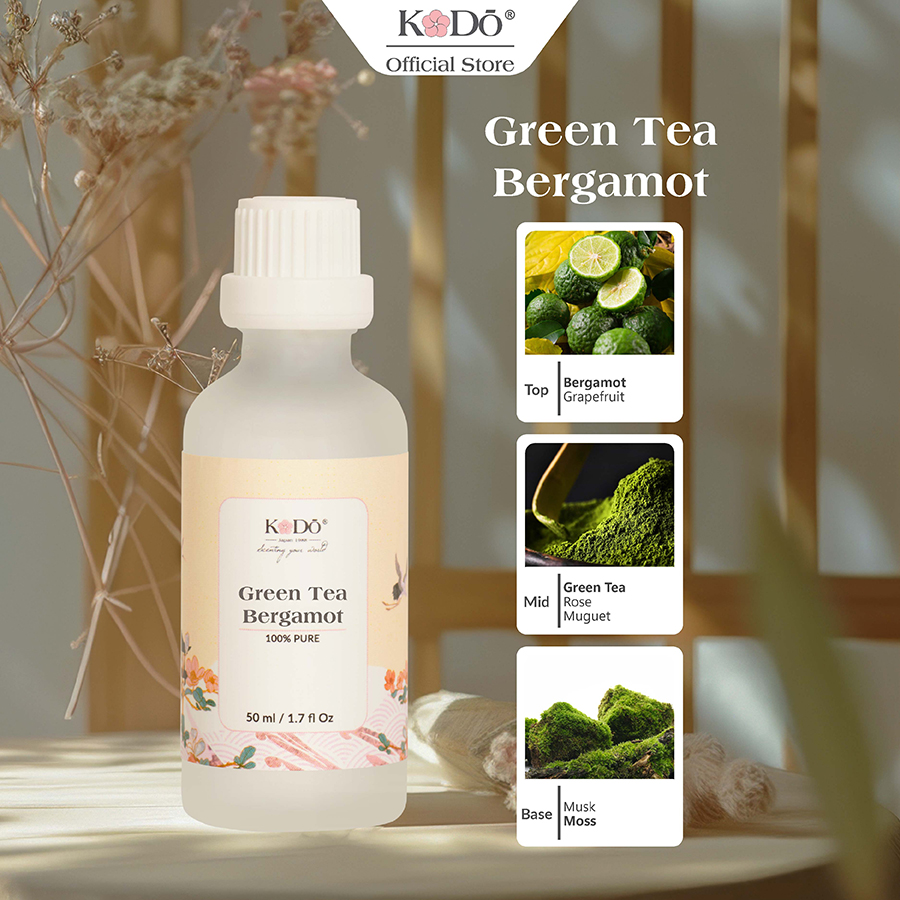 Tinh dầu nước hoa kodo green tea bergamot hương trà xanh làm thơm phòng, không gian, luxury collection - 10ml/50ml/100ml/500ml