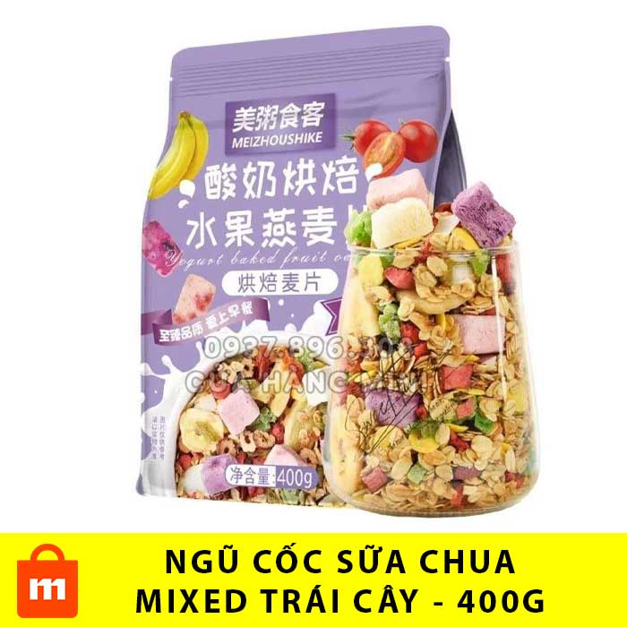 - ngũ cốc sữa chua ăn kiêng dinh dưỡng tăng giảm cân mix trái cây yogurt backed fruit oatmeal - 400g