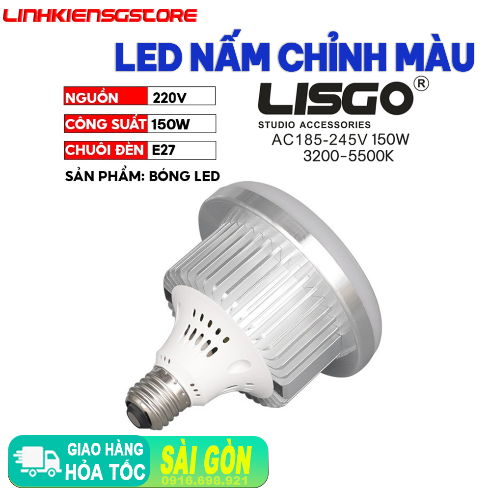 Bóng Đèn Led Lisgo Công Suất Cao 150W Chỉnh Màu Tăng Giảm Độ Sáng Có Remote Sử Dụng Trong Studio Nhiệt Độ 3200-5500K