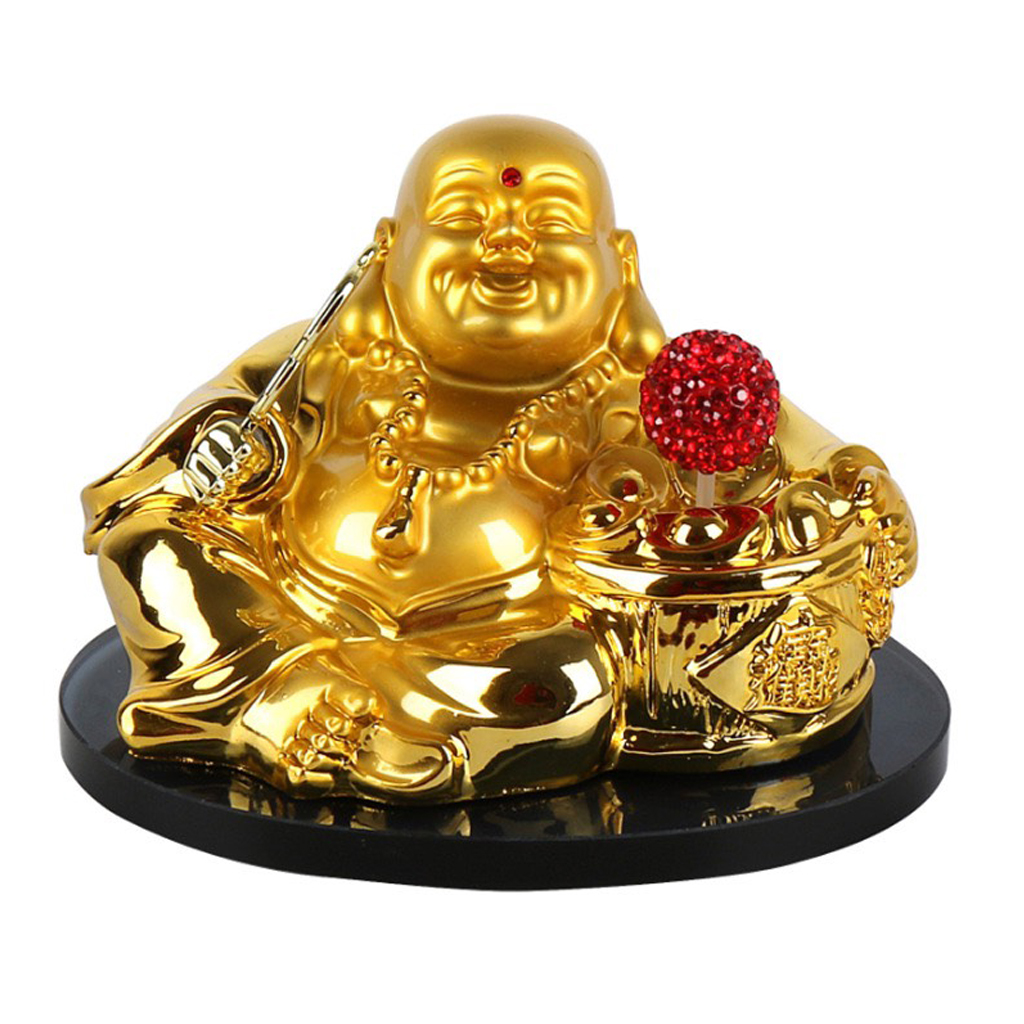 Tượng Phật Di Lặc Để Ô Tô Năng Lượng Mặt Trời - TẶNG KÈM Đế Chống Trượt + Nước Hoa