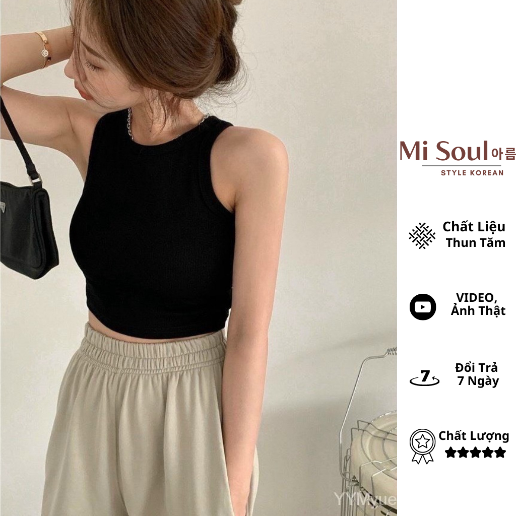Áo croptop ba lỗ nữ basic misoul, áo ba lỗ croptop phong cách năng động 114