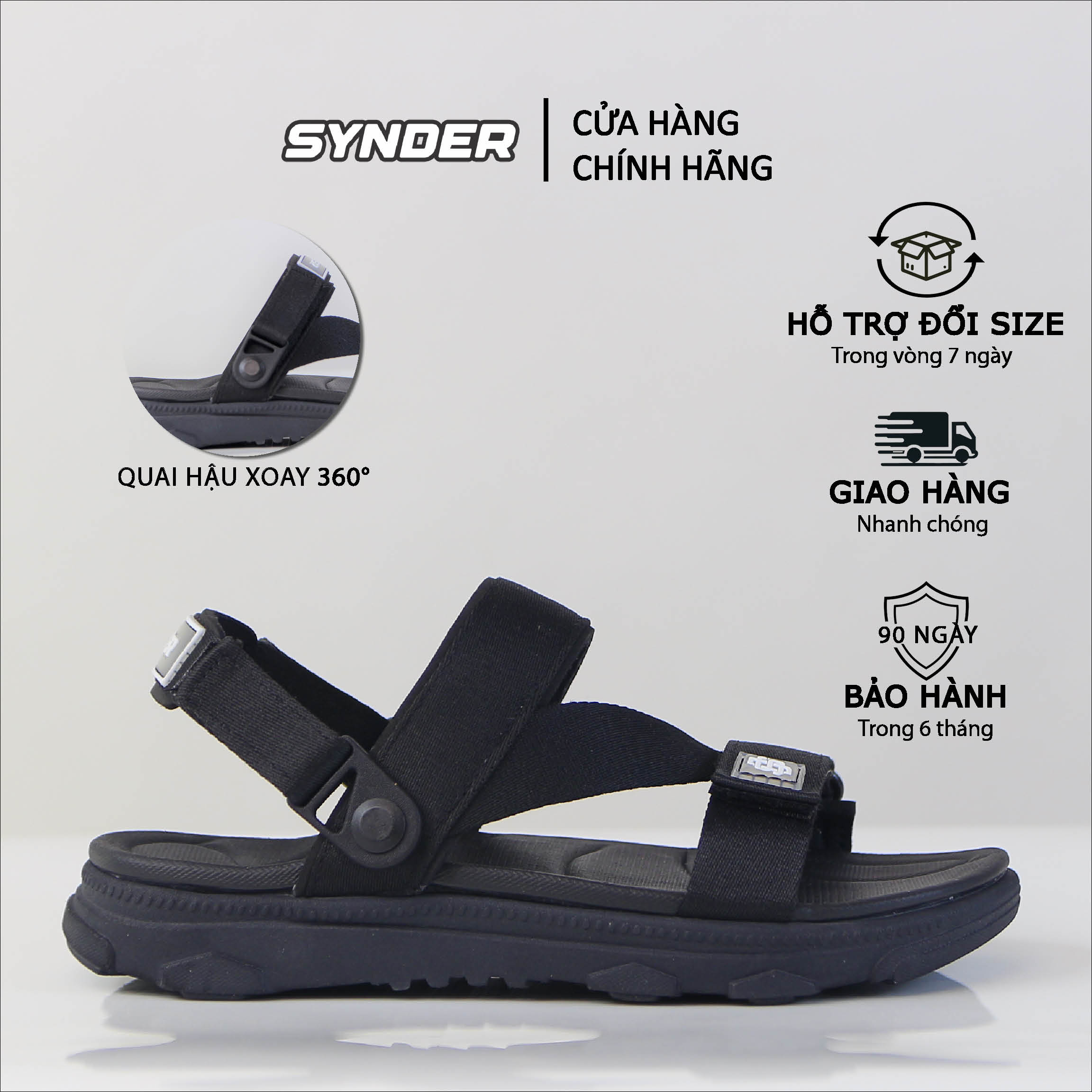 Giày sandal synder sd2 màu đen full