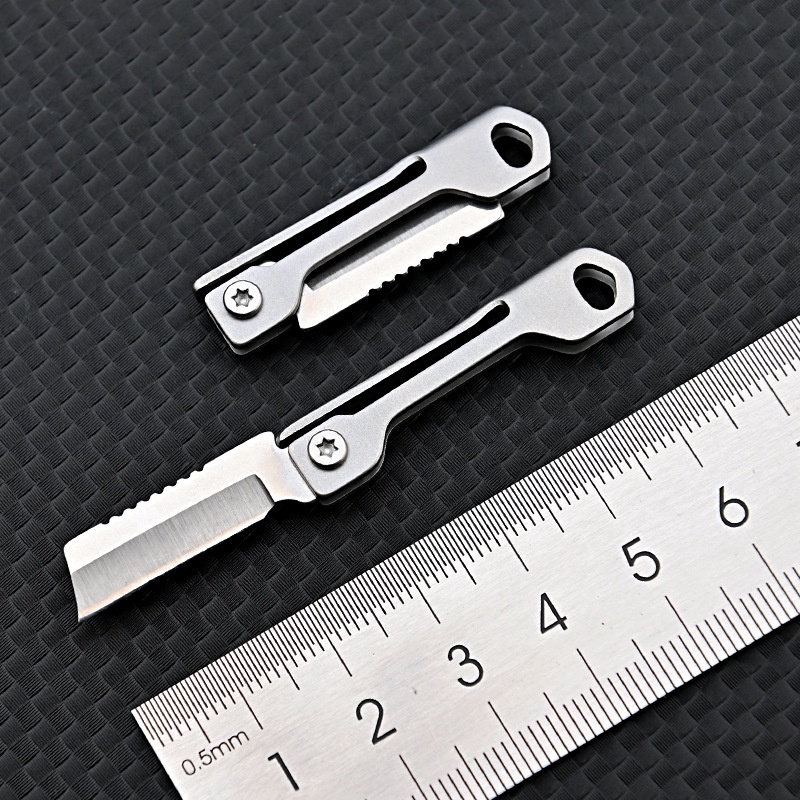 Dao rọc giấy rạch thùng gắn móc khóa mini bằng thép không gỉ gấp gọn tiện dụng