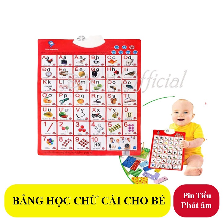 Bảng học chữ cái và số Tiếng việt thông minh có giọng nói loại 2 mặt