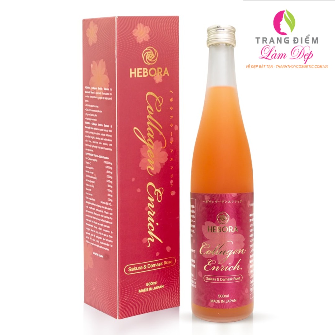 Nước Uống Hebora Collagen Enrich Damask Rose Water Nhật Bản CHAI 500ML