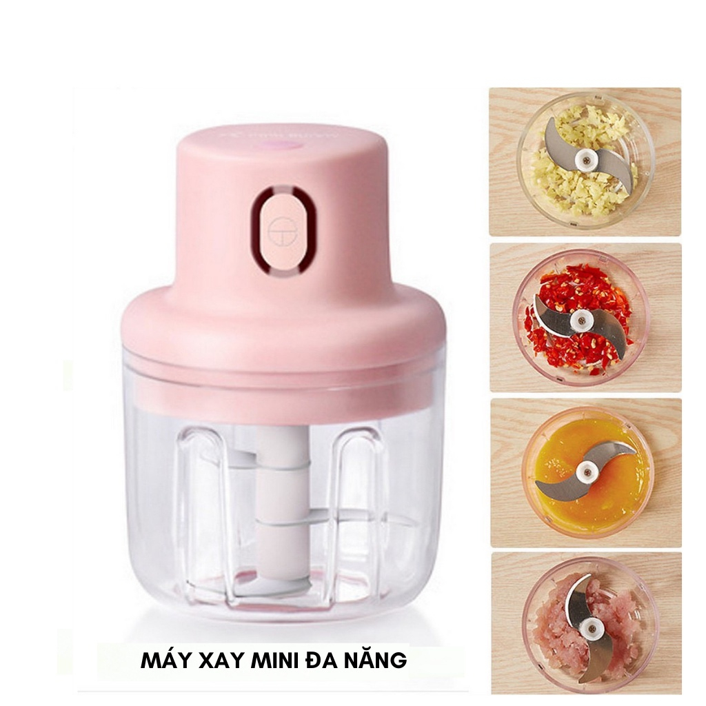 Máy Xay Tỏi Ớt Đa Năng Cầm Tay 250Ml Sạc Điện Tiện Lợi Dễ Sử Dụng - máy xay cho bé ăn dặm, máy xay sinh tố đa năng, máy xay thịt, máy say tỏi ớt cầm tay, máy xay toi ớt bằng điện