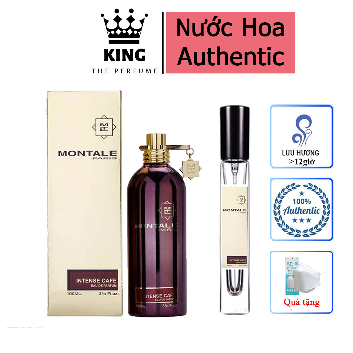 Nước Hoa 𝐌𝐨𝐧𝐭𝐚𝐥𝐞 Intense Cafe EDP - Phong cách Cuốn hút, cá tính, Hương coffee ngọt ngào, Nước hoa hương cafe, Chai chiết 5-10-20ml