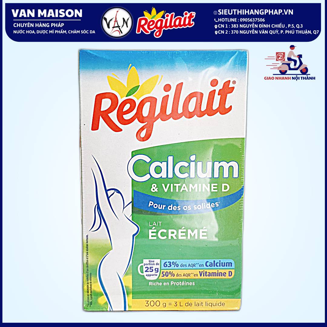Sữa bột canxi regilait calcium & vitamin d nội địa pháp hộp 300gr
