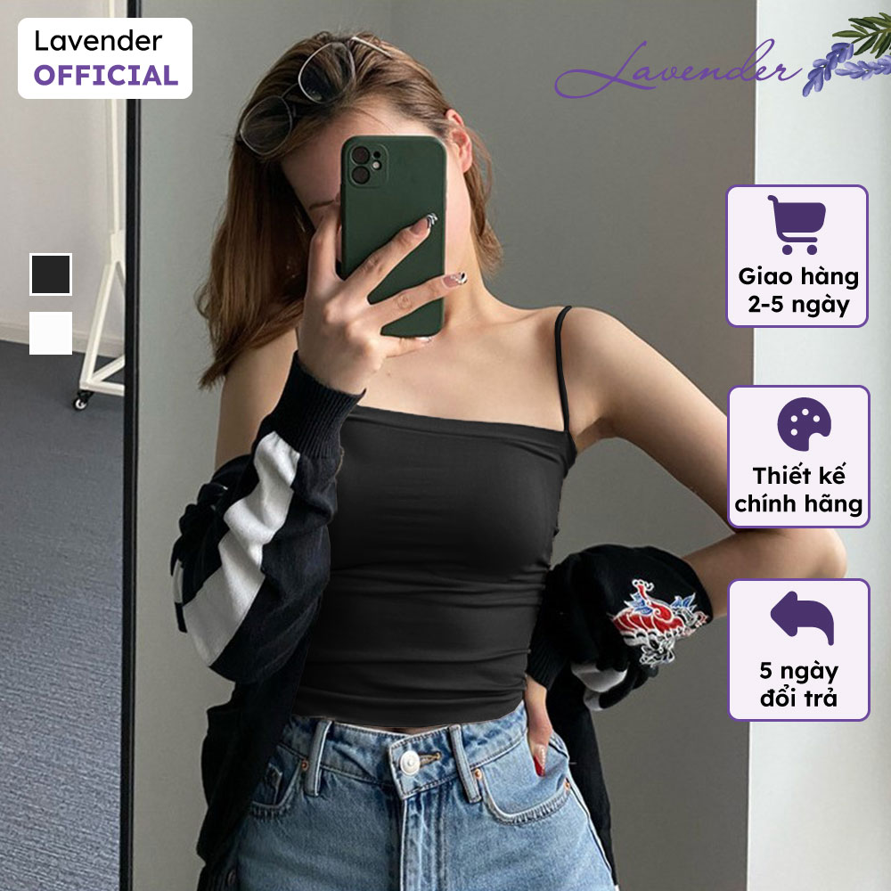 Áo hai dây có mút ngực lavender sợi bún chất cotton cao cấp ahd01