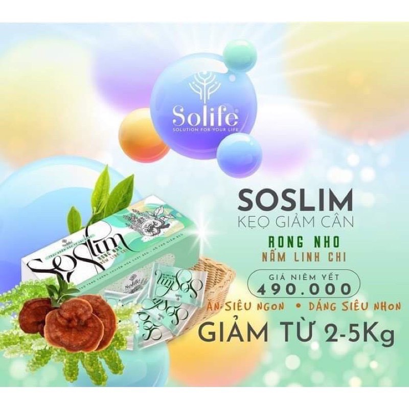 [HCM]Kẹo Giảm Cân Rong Nho & Nấm Linh Chi Soslim