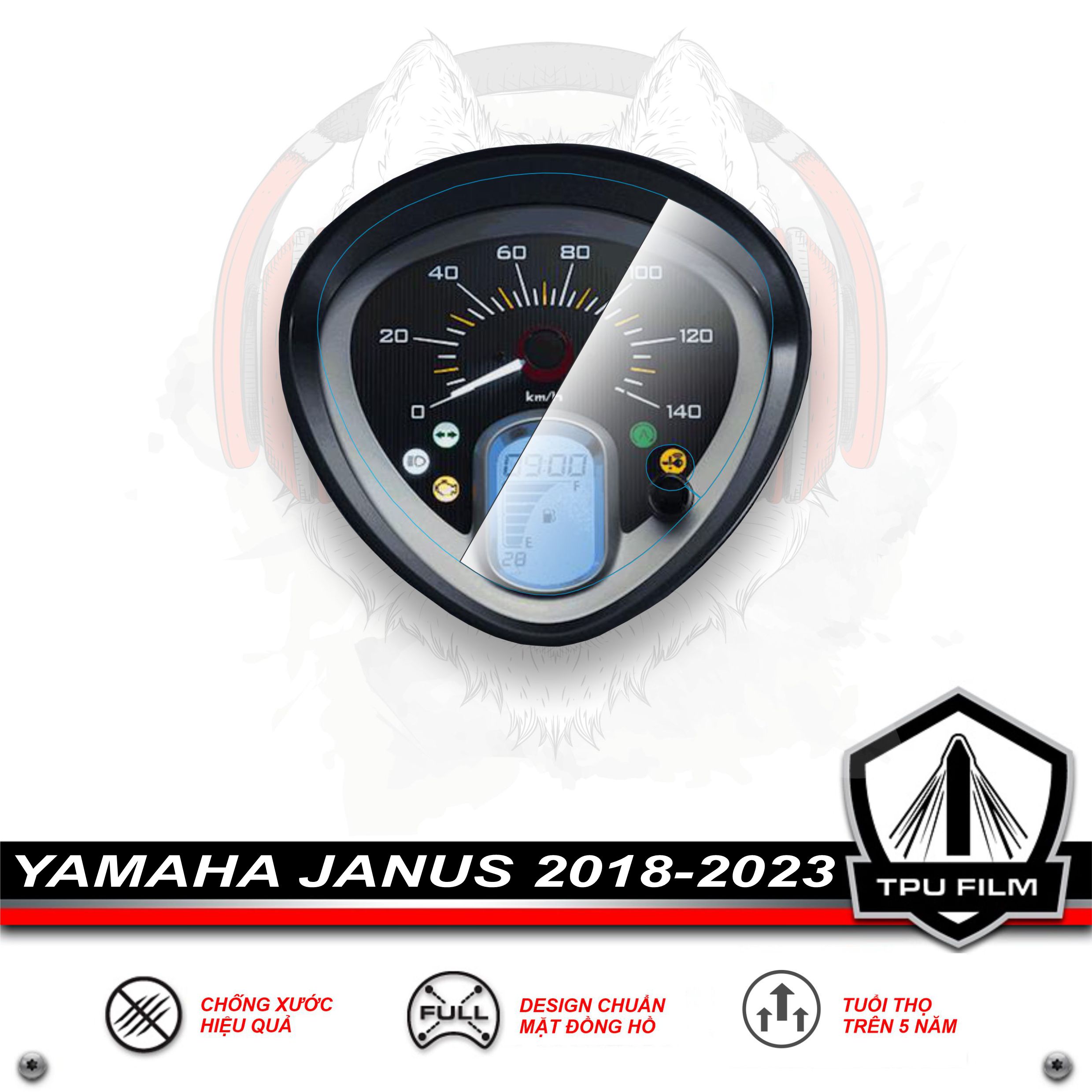Miếng dán PPF TPU bảo vệ mặt đồng hồ xe JANUS 2018 đến 2023 - YAMAHA JANUS