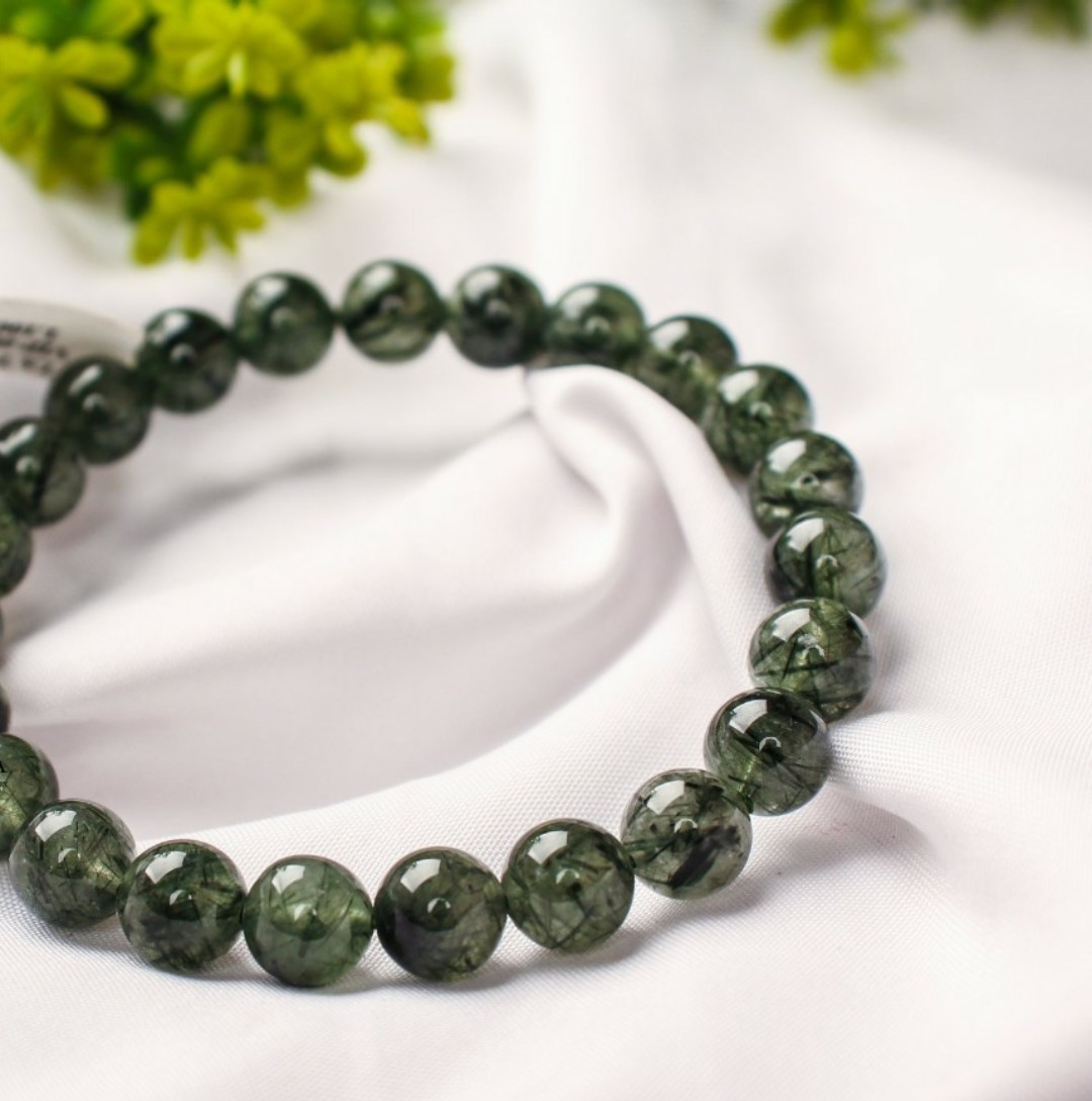 [HCM]Vòng tay thạch anh tóc xanh VIP - xưởng buôn đá phong thủy Huỳnh Đào