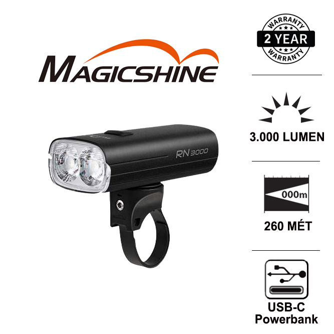 Đèn xe đạp MAGICSHINE RN 3000 2 LED sáng 3000 lumen xa 263m sử dụng 2 pin