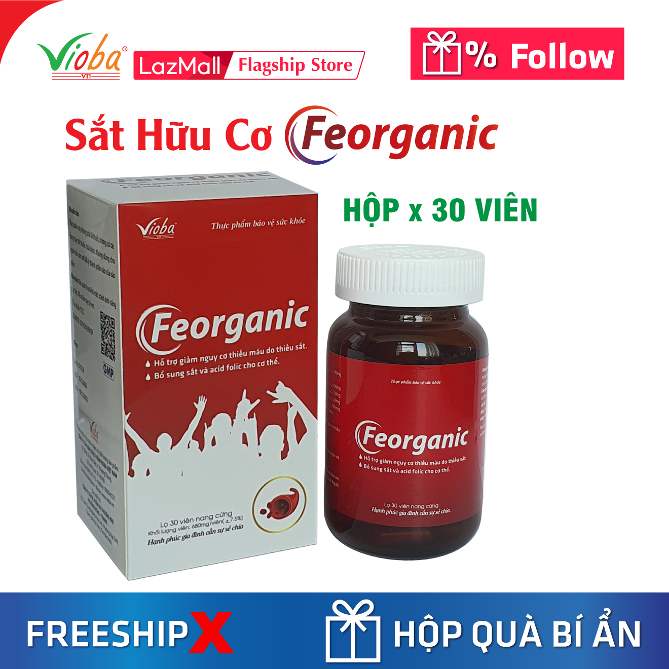 Sắt hữu cơ FEORGANIC - Hỗ trợ giảm nguy cơ thiếu máu do thiếu sắt. Bổ sung sắt và Acid folic cho cơ thể
