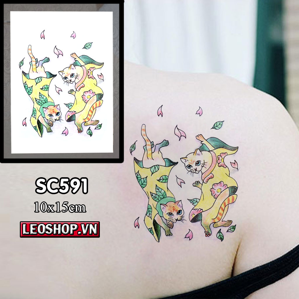 Hình Xăm Dán Nhỡ Mèo Sang Chảnh (15x10cm)