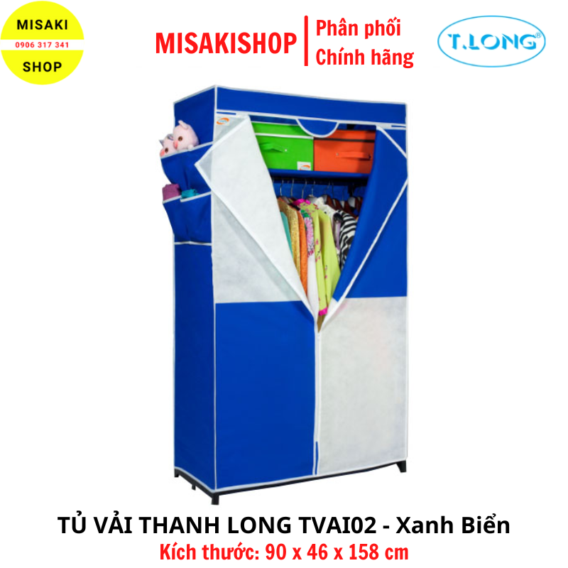 Tủ vải thanh long tvai02, kích thước 90x46x158cm, trọng lượng 3.2kg, chất liệu sắt, nhựa hdpep, vải không dệt | misakishop2020