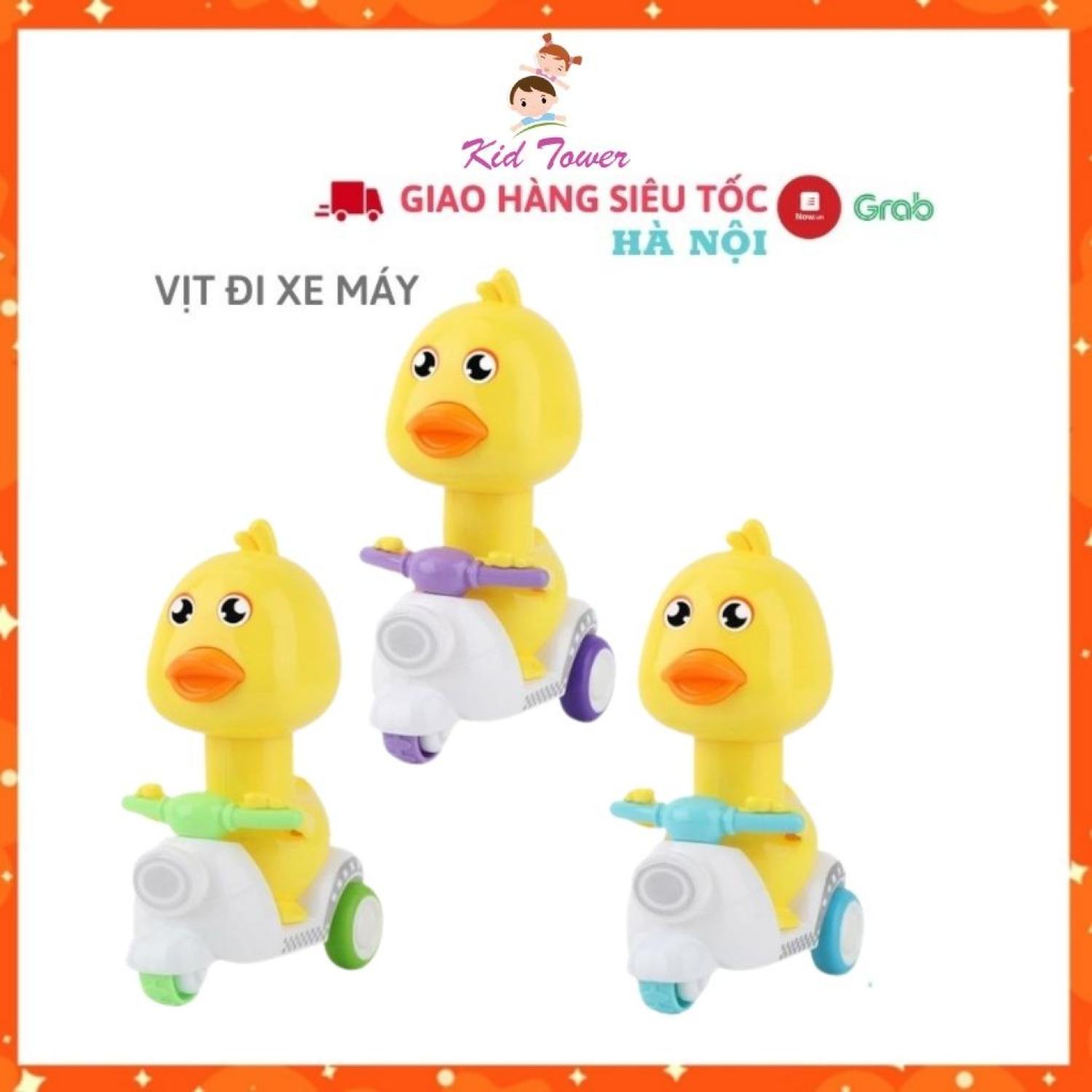 Vịt con đi xe máy vespa chạy xe bốc đầu cực cute, Ấn là chạy không cần pin