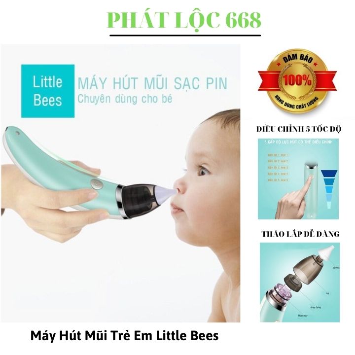 *phát lộc 668 - máy hút mũi trẻ em điện tử little bees - hút mũi trẻ sơ sinh tự động với đầu silicon siêu mềm em ái an toàn - hút mũi trẻ em cầm tay